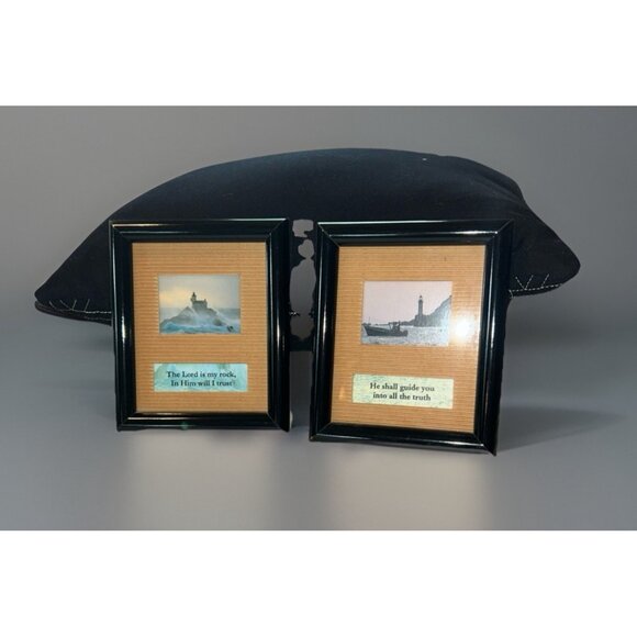 Lot 2 Nautical Biblical Themed Picture Framed Lighthouse Bristol Gifts CO. 6"x5” - Picture 2 of 8